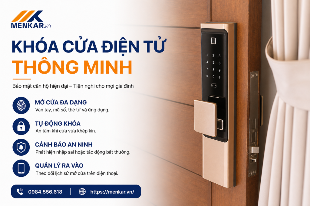 Khóa cửa điện tử thông minh bảo mật căn hộ MENKAR