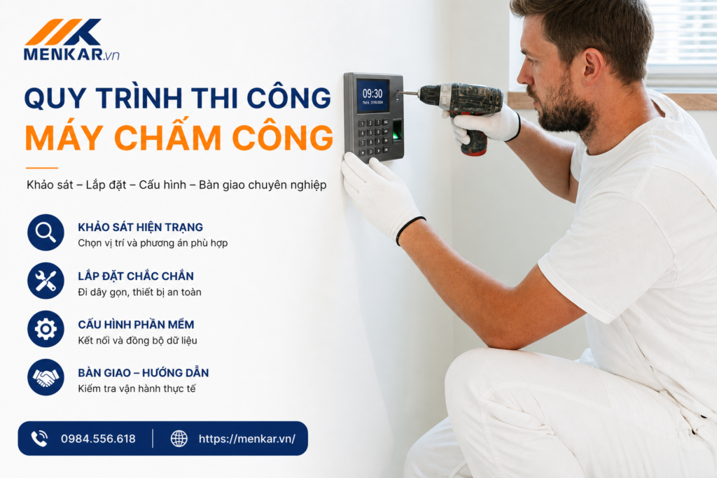 Quy trình thi công máy chấm công chuyên nghiệp MENKAR
