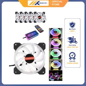 Fan Led Hub + điều khiển viền kim cương trắng (05 chiếc)