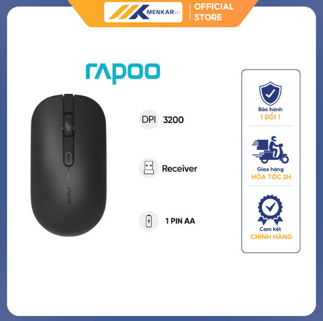 Chuột không dây Rapoo B30 Silent (Đen)