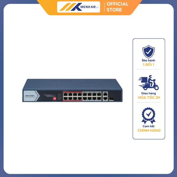 Switch Hikvision DS - 3E1318P - E1/M - 16 Port POE